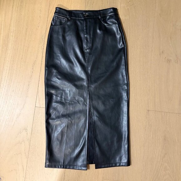 NWOT Dynamite Gigi Faux Leather Midi Skirt XS - Picture 3 of 6